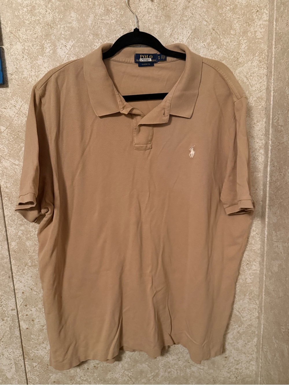 Polo by Ralph Lauren Tan Short Sleeve Polo with White Pony